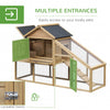 69" Wooden Chicken Coop, Poultry Cage Hen House with Connecting Ramp, Removable Tray, Ventilated Window & Nesting Box, Natural