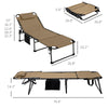 2 Piece Folding Chaise Lounge Pool Chairs with 5-level Reclining Back, Reading Hole, Side Pocket, Beige