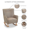 Modern Rocking Chair Sofa Armchair Modern Accent Chair with Thick Padding, Winged Back for Living Room, or Bedroom, Greige