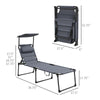 2 Folding Chaise Lounge Pool Chairs, Outdoor Sun Tanning Chairs w/ Sunroof, Headrests, 4-Position Reclining Back, Gray