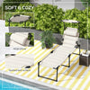 2 Folding Chaise Lounge Pool Chairs, Outdoor Sun Tanning Chairs w/ Sunroof, Headrests, 4-Position Reclining Back, Beige