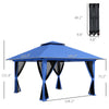 13' x 13' Pop Up Gazebo Instant Canopy Tent Shelter with 2-Tier Roof, Carry Bag, Wight Bags for Outdoor, Garden, Blue