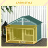 Outdoor Dog House Cabin Style  for Medium/Large Dogs, Wooden Raised Pet Kennel with Asphalt Roof,Loading 53 lbs., Gray
