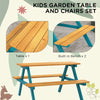 Kids Outdoor Table Set Wooden Toddler Picnic Table & Benches for 4 Kids 3-8 Years Old, Easy Installation, Natural Wood