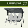 3-Seat Outdoor Patio Swing Chair with Cushion, Steel Frame Stand, Adjustable Tilt Canopy for Patio, Garden, Gray