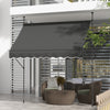 8' x 4' Manual Retractable Awning, Non-Screw Freestanding Patio Awning, UV Resistant, for Window or Door, Dark Gray