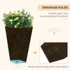 Set of 3 Tall Planters, 28" Outdoor Planter with Drainage Holes, Plastic Flower Pots for Outdoor, Indoor, Rust