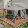 10' x 12' Patio Gazebo Outdoor Canopy Shelter with 2-Tier Roof and Netting, Steel Frame for Garden, Gray