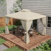 10' x 12' Patio Gazebo Outdoor Canopy Shelter with 2-Tier Roof and Netting, Steel Frame for Garden, Cream White