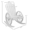 Wooden Rocking Chair, Adirondack Rocker Chair w/ Slatted Design and Oversized Back, for Porch, and Garden, White