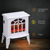 18" Electric Fireplace Heater, White Electric FirePlace Stove with Realistic LED Flames and Logs, Overheating Protection, 750W/1500W