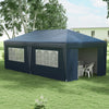 10' x 19.5' Pop Up Canopy Tent Height Adjustable Event Shelter w/ Sidewalls, Leg Weight Bags, Wheeled Carry Bag, Blue