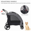 Large Dog Stroller Universal Wheel with Storage Basket Ventilated Foldable Oxford Fabric for Medium Size Dogs, Gray