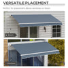 12' x 10' Manual Retractable Awning Outdoor Sunshade Shelter with Adjustable & Versatile Design