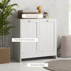 Tilt-out Laundry Storage Cabinet with 2 Compartment Hampers, White