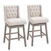 2 Piece Bar Height Chair Swivel Barstool with Integrated Footrest  Solid Wood Design and a 180 Degree Rotation Beige