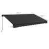 12' x 10' Retractable Awning, 280gsm UV Resistant Sunshade Shelter for Deck, Balcony, Yard, Dark Gray