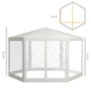 13' x 11' Hexagon Outdoor Party Tent Sun Shelter Canopy with Protective Mesh Screen Walls, Cream White