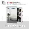 18" x 26" Wall Mount Bathroom Medicine Cabinet Mirror Sliding Door with 3-Tier Storage Shelf  Stainless Steel  for Living Room Bedroom Office