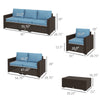 Patio Furniture Set, Cushions, Sofa, Storage Table, Blue