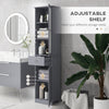 Tall Bathroom Cabinet, Narrow Storage Cabinet with Acrylic Door, Drawer and 3 Shelves, Gray