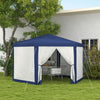13' x 11' Hexagon Outdoor Party Tent Sun Shelter Canopy with Protective Mesh Screen Walls, Blue
