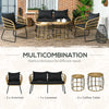 5 Piece PE Rattan Outdoor Furniture Set with Cushioned Chairs, Loveseat Sofa & Stackable Coffee Tables, Black