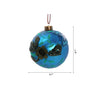 Holiday Party Glass Ornaments, Set of 4 Hanging Balls with Floral Design, Blue