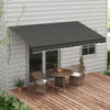 12' x 10' Retractable Awning, 280gsm UV Resistant Sunshade Shelter for Deck, Balcony, Yard, Dark Gray