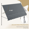 11.5' x 4' Manual Retractable Awning, Non-Screw Freestanding Patio Awning, UV Resistant, for Window or Door, Dark Gray