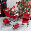 Iron Santa Sleigh Tabletop Decor, Distressed Look for Christmas Gift Basket Display, Red + Black