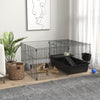 Small Animal Cage with Playpen, Pet Habitat Hutch Indoor for Guinea Pig, Bunnies with Water Bottle, Food Dish & Feeding Trough, 42" x 33" x 21"