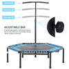 4.5ft Exercise Trampoline, Foldable Fitness Trampoline Rebounder with 3-Level Adjustable T-Bar, Great for Adults Kids Working Out, Blue