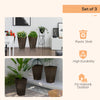 Set of 3 Tall Planters, 28" Outdoor Planter with Drainage Holes, Plastic Flower Pots for Outdoor, Indoor, Rust