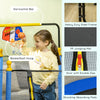 Kids Trampoline with Net, Basketball Hoop, Horizontal Bar Indoor, Blue