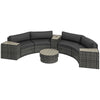 8 Piece Patio Furniture Set with 4 Rattan Sofa Chairs & 4 Tables with Storage & Umbrella Hole, Mixed Gray