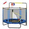 Kids Trampoline with Net, Basketball Hoop, Horizontal Bar Indoor, Blue