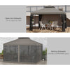 10' x 12' Patio Gazebo with Corner Frame Shelves, Double Roof Outdoor Gazebo Canopy Shelter with Netting, Gray