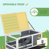 2-Tier Indoor Rabbit Hutch, Rabbit Cage Bunny House with Wheels & Feeding Trough, Pet Habitat for Small Animals, Gray