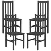 Farmhouse Dining Table Chairs, Set of 4 Pine Wood Kitchen Table Chairs with Slat Back for Living Room, Bedroom, Black