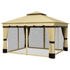 10' x 12' Double Roof Patio Gazebo Canopy, Outdoor Gazebo Shelter with Netting & Curtains, for Garden, Lawn and Deck