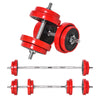 44 Lbs 2-in-1 Adjustable Barbell Weight Set & Dumbbell for Home Gym, Strength for Arms, Shoulders and Back, Red/Black