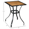 28" Outdoor Bar Table, Patio Furniture with Metal Frame Square Garden Table with Plastic Board with Wood Grain Effect, Brown