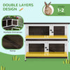 46" Outdoor Rabbit Hutch, Bunny Cage Pet House w/ Removable Trays & Ramp for 1-2 Rabbits, Small Animal Habitat, Brown