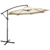 10FT Cantilever Umbrella, Offset Patio Umbrella with Crank and Cross Base for Deck, Backyard, Pool and Garden, Hanging Umbrellas, Tan