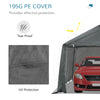 12' x 20' Heavy Duty Caport  Garage, Canopy Tent for Cars with Zippered Doors, Waterproof Cover and Drainage Holes - Grey