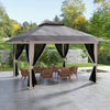 13' x 13' Pop Up Gazebo Instant Canopy Tent Shelter with 2-Tier Roof, Carry Bag, Wight Bags for Outdoor, Garden, Gray