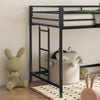 Twin Children's Loft Bunk Bed with Metal Frame and Safety Guard Rails, Anti-Noise Design, Protective Post Caps, Black