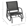 Outdoor Glider Chair, Steel Swing Chai with Curved Armrests for Porch, Garden, Poolside, Balcony, Dark Gray