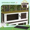 46" Outdoor Rabbit Hutch, Bunny Cage Pet House w/ Removable Trays & Ramp for 1-2 Rabbits, Small Animal Habitat, Brown